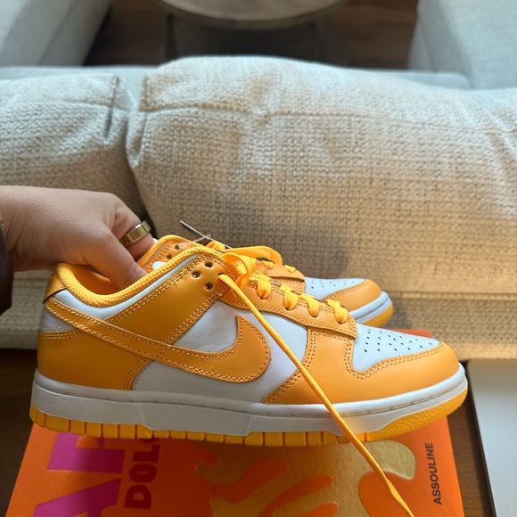 Nike Dunk Low Orange and White Sneakers - Picture 4 of 5